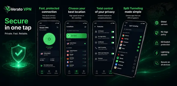 Verato VPN mobile application interface